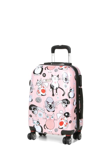 Walizka Worldline 809 Pink Cat mała – widok pod kątem