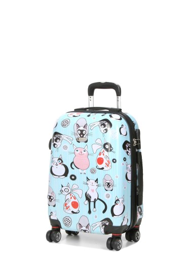 Walizka Worldline 809 Blue Cat mała – widok pod kątem