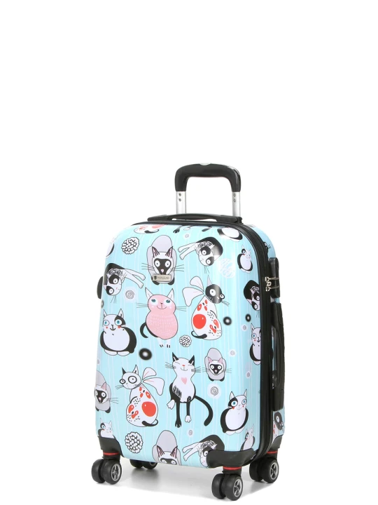 Walizka Worldline 809 Blue Cat mała – widok pod kątem