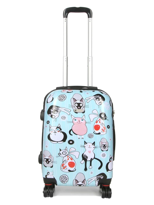 Walizka Worldline 809 Blue Cat mała – z wysuniętą rączką