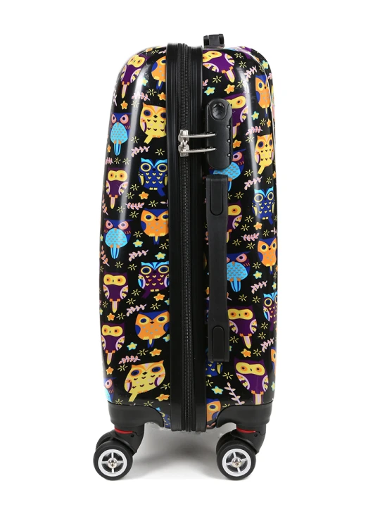Walizka Worldline 809 Black Hibou mała – bok z zamkiem szyfrowym